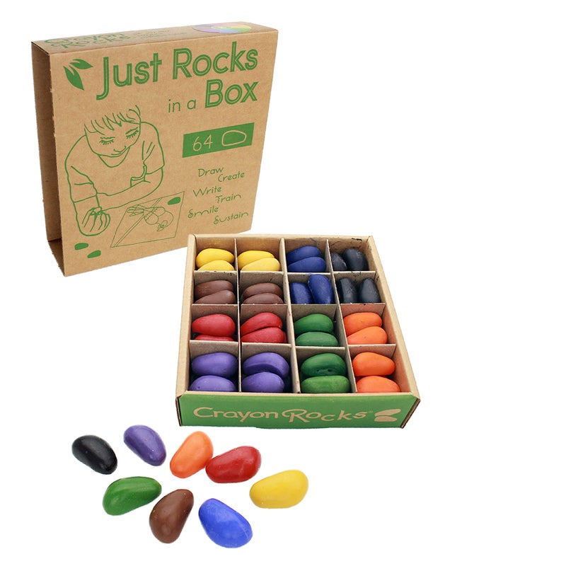 Crayon Rocks Just Rocks in a Box, 8 Colors, Tripod Grip Crayons Made For Handwriting Development in Kids and Toddlers, Fun & Educational, Creative Activity, 8 of Each Color - 64 Count - Image 1